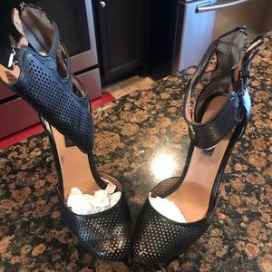 BCBG Maxazria Cuffed Ankle Runway Heels